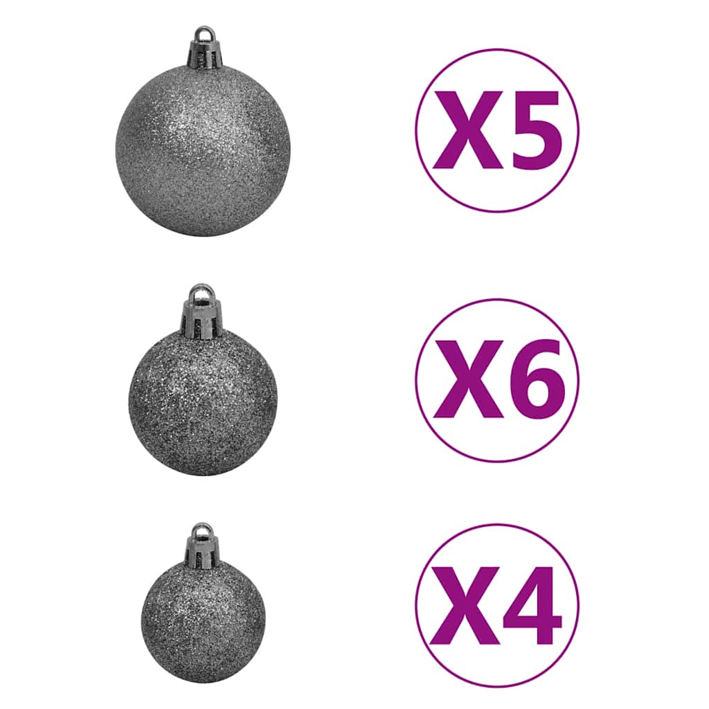 vidaXL Brad Crăciun pre-iluminat artificial, set globuri, alb, 180 cm vidaXL Brad Crăciun pre-iluminat artificial, set globuri, alb, 180 cm