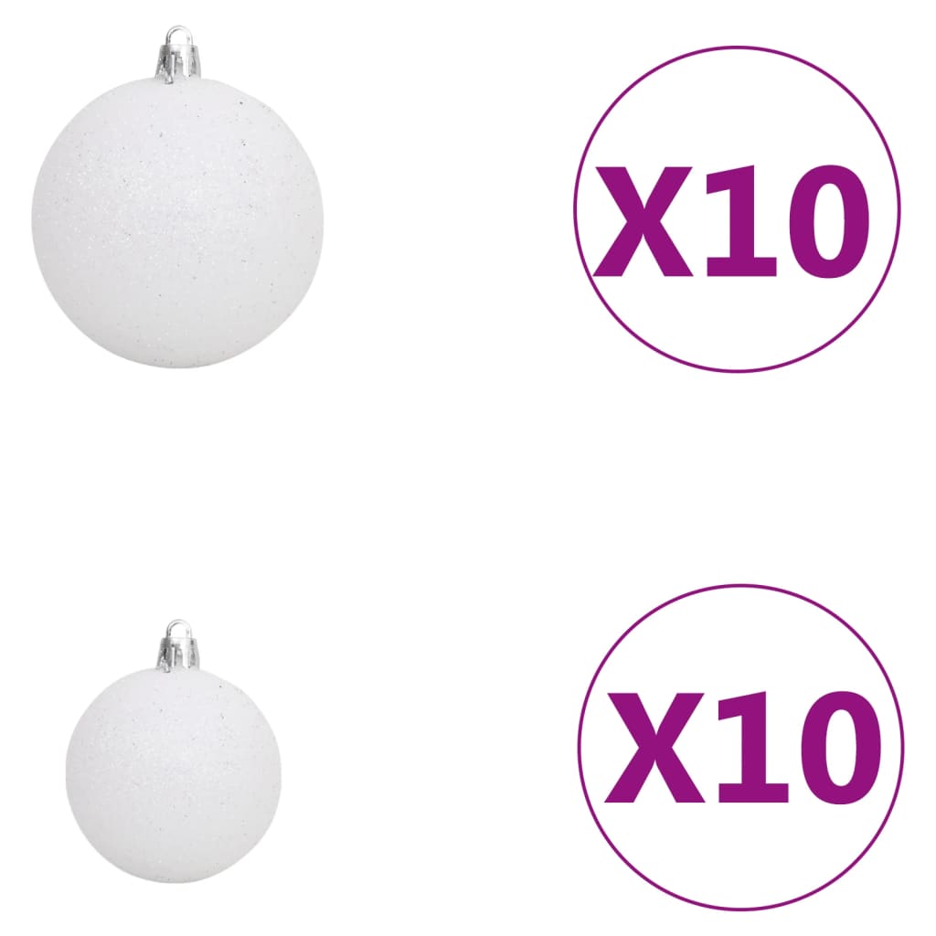 vidaXL Brad Crăciun pre-iluminat artificial, set globuri, alb, 240 cm vidaXL Brad Crăciun pre-iluminat artificial, set globuri, alb, 240 cm