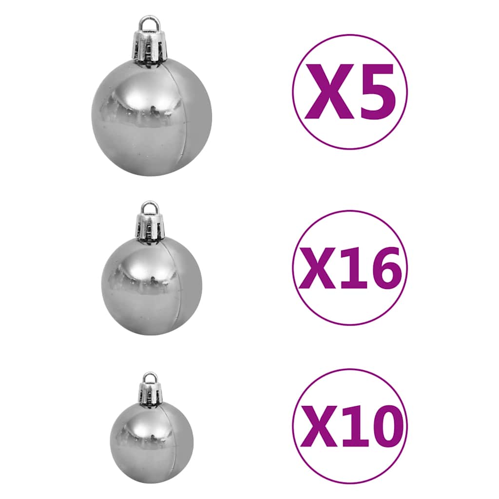 vidaXL Brad Crăciun artificial pre-iluminat globuri/conuri pin 210 cm vidaXL Brad Crăciun artificial pre-iluminat globuri/conuri pin 210 cm