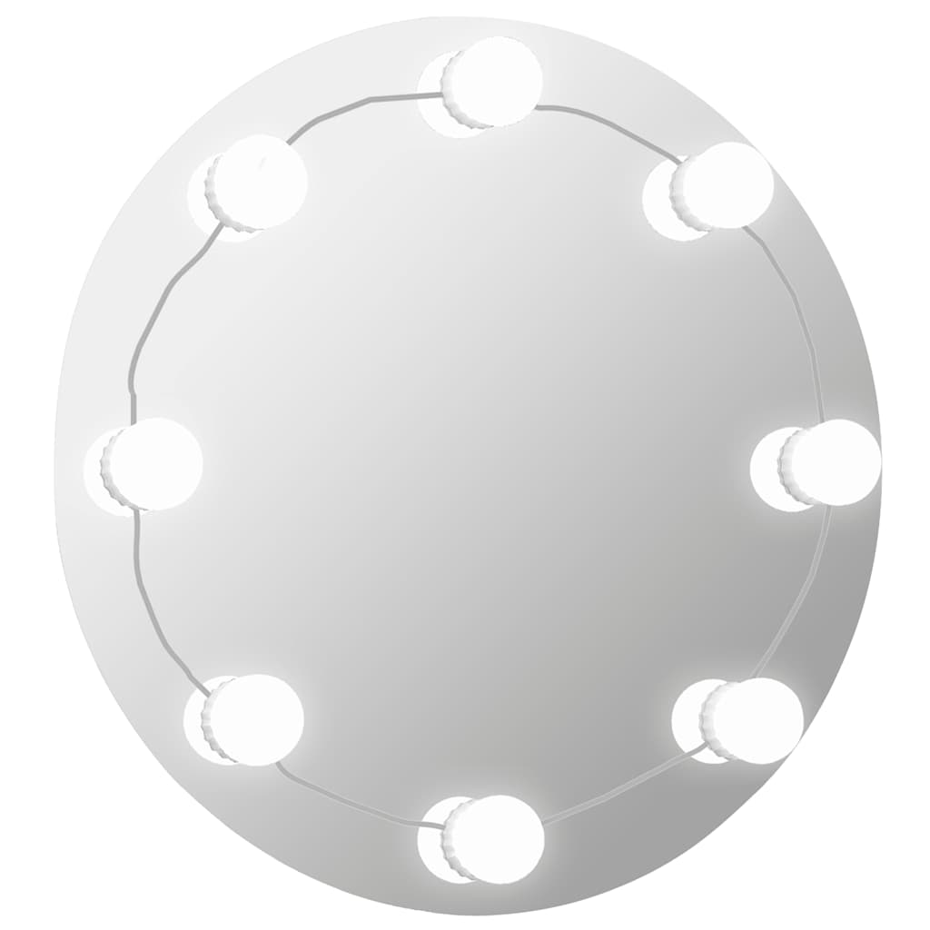 vidaXL Oglindă de perete cu lumini LED, sticlă, rotundă