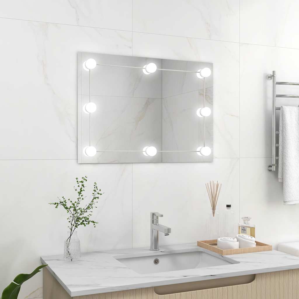 vidaXL Oglindă de perete lumini LED fără ramă sticlă dreptunghiulară vidaXL Oglindă de perete lumini LED fără ramă sticlă dreptunghiulară