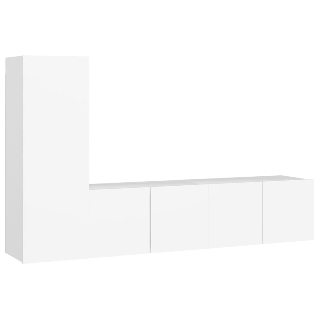 vidaXL Set dulapuri TV, 3 piese, alb, lemn prelucrat vidaXL Set dulapuri TV, 3 piese, alb, lemn prelucrat