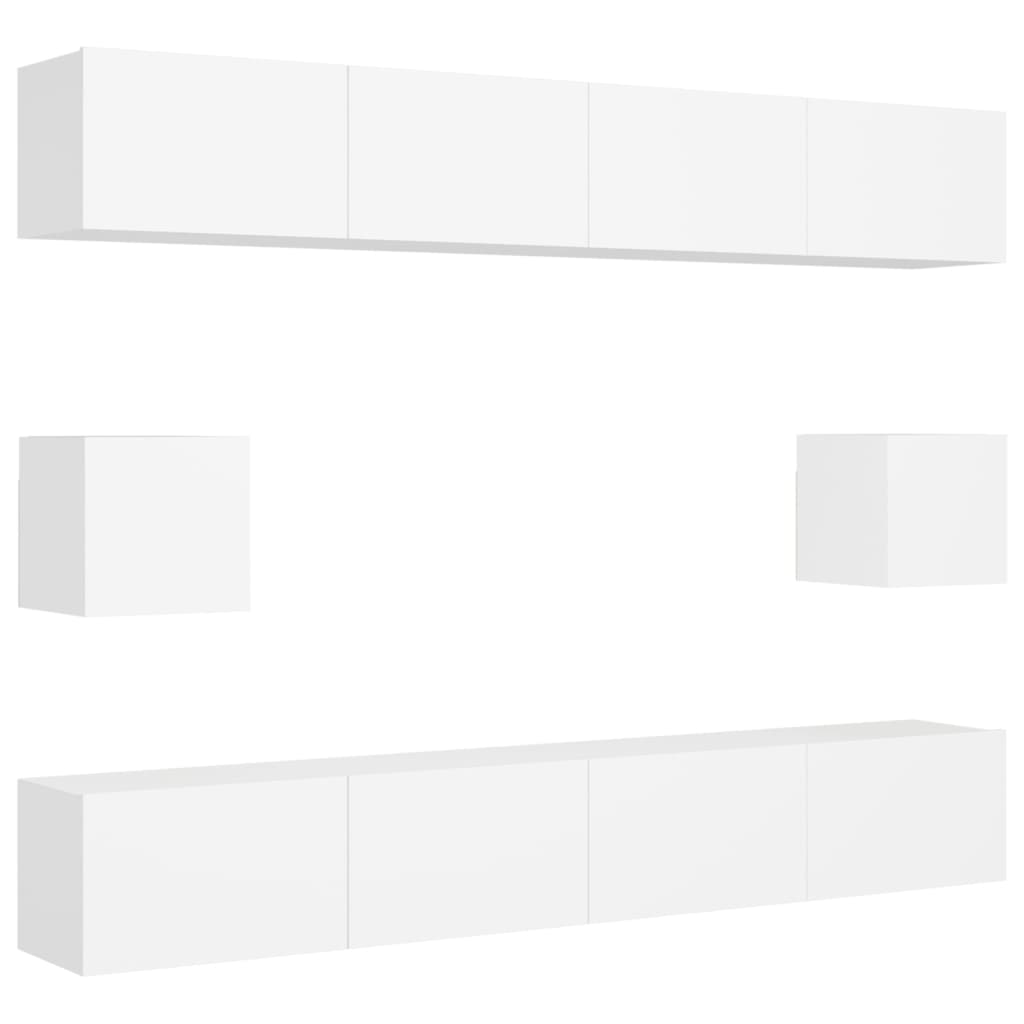 vidaXL Set dulapuri TV, 6 piese, alb, lemn prelucrat vidaXL Set dulapuri TV, 6 piese, alb, lemn prelucrat