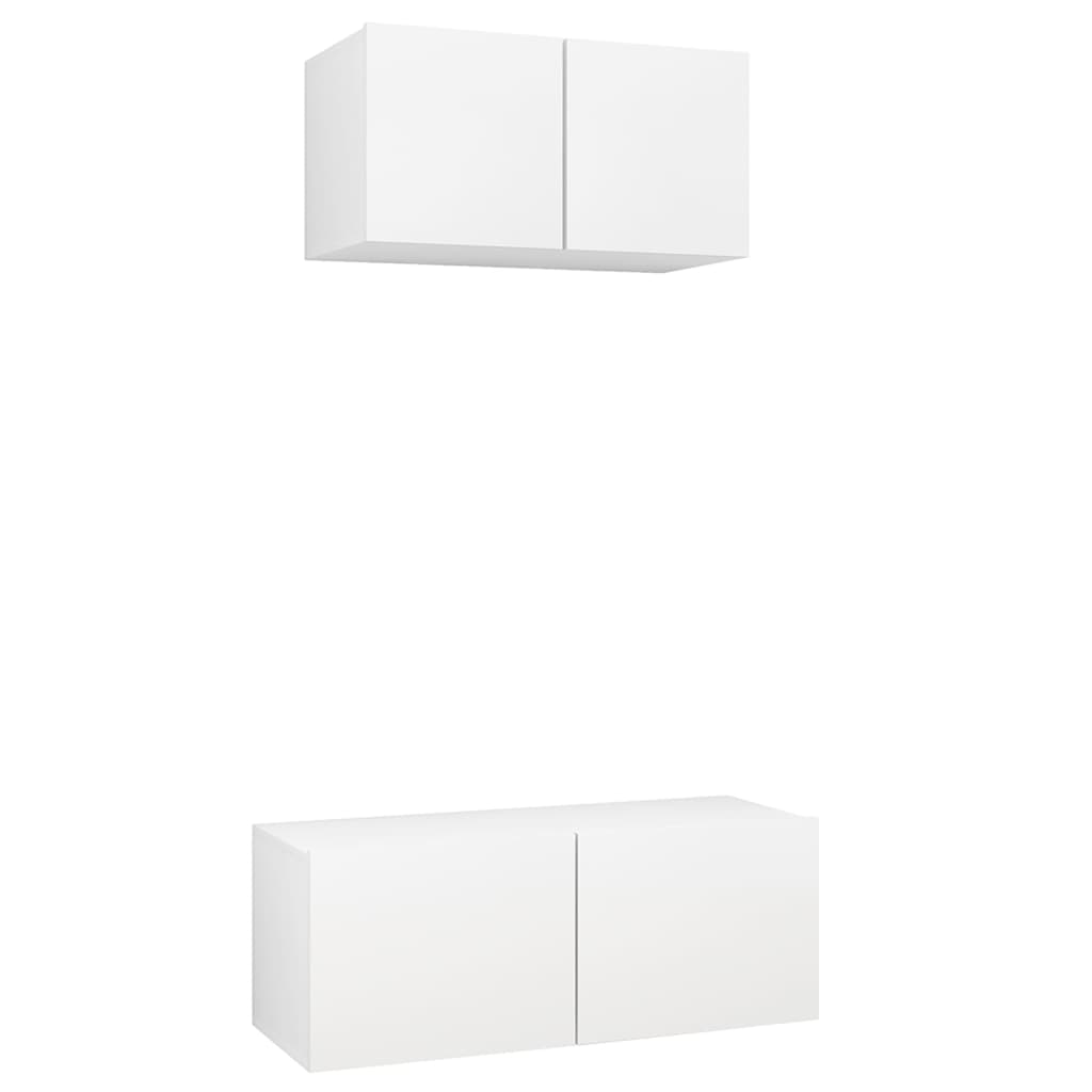 vidaXL Set dulapuri TV, 2 piese, alb, lemn prelucrat vidaXL Set dulapuri TV, 2 piese, alb, lemn prelucrat