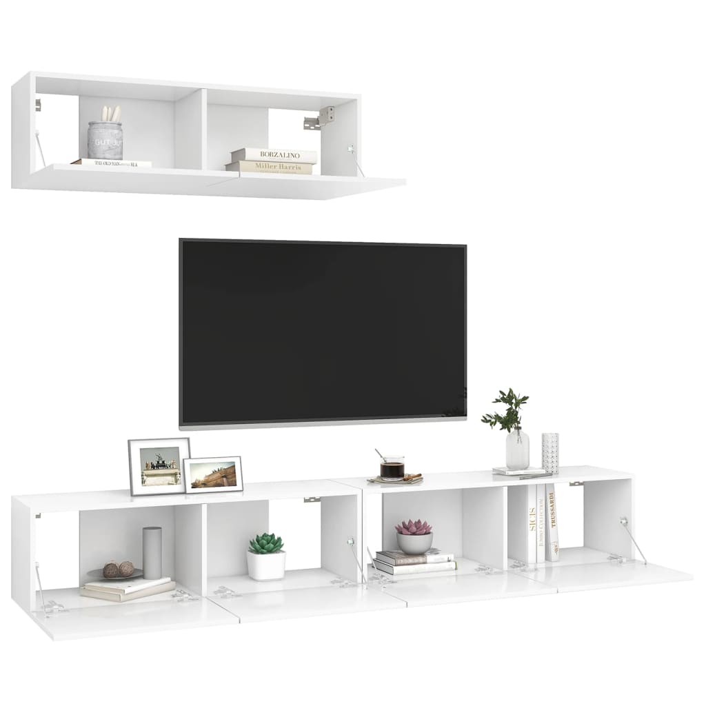 vidaXL Set dulapuri TV, 3 piese, alb, lemn prelucrat vidaXL Set dulapuri TV, 3 piese, alb, lemn prelucrat