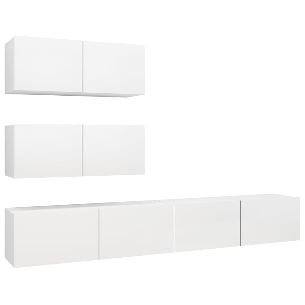 vidaXL Set dulapuri TV, 4 piese, alb, lemn prelucrat vidaXL Set dulapuri TV, 4 piese, alb, lemn prelucrat