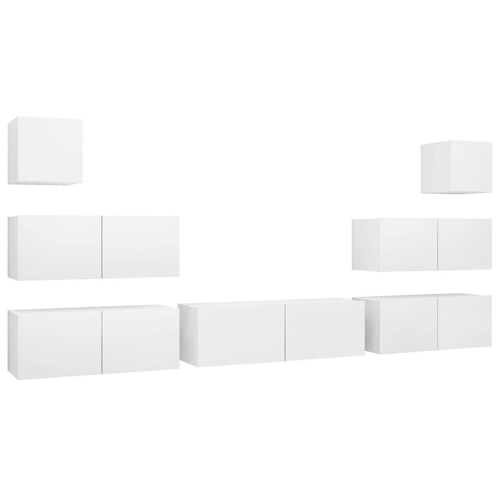 vidaXL Set dulapuri TV, 7 piese, alb, lemn prelucrat