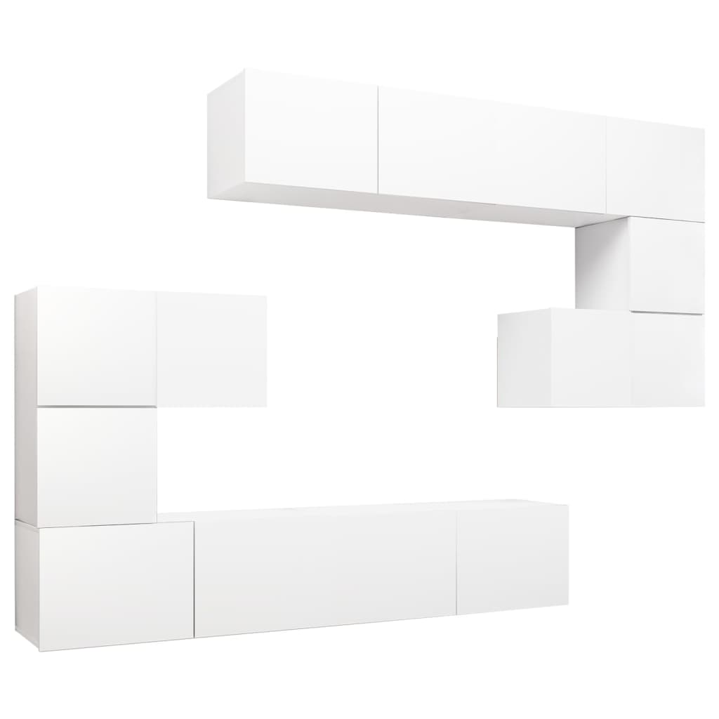 vidaXL Set dulapuri TV, 8 piese, alb, lemn prelucrat