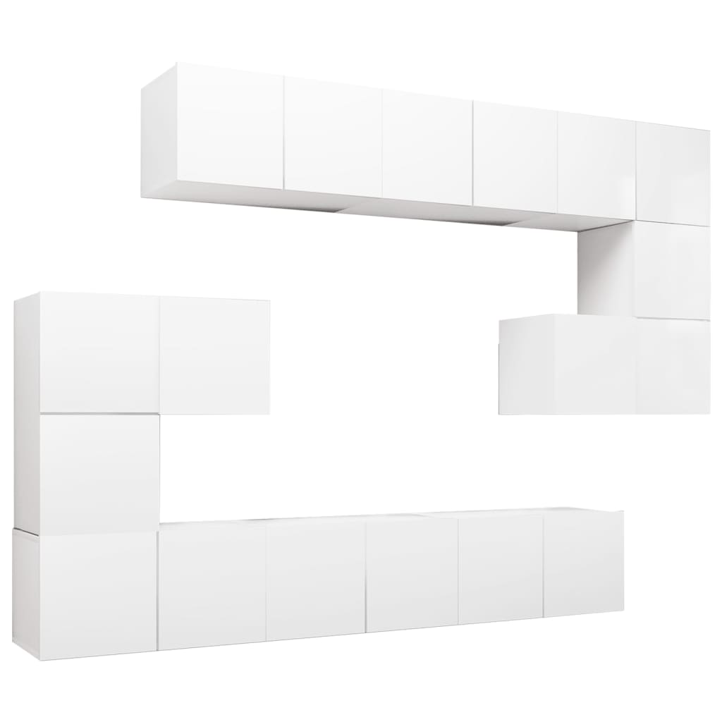 vidaXL Set dulapuri TV, 10 piese, alb, lemn prelucrat vidaXL Set dulapuri TV, 10 piese, alb, lemn prelucrat