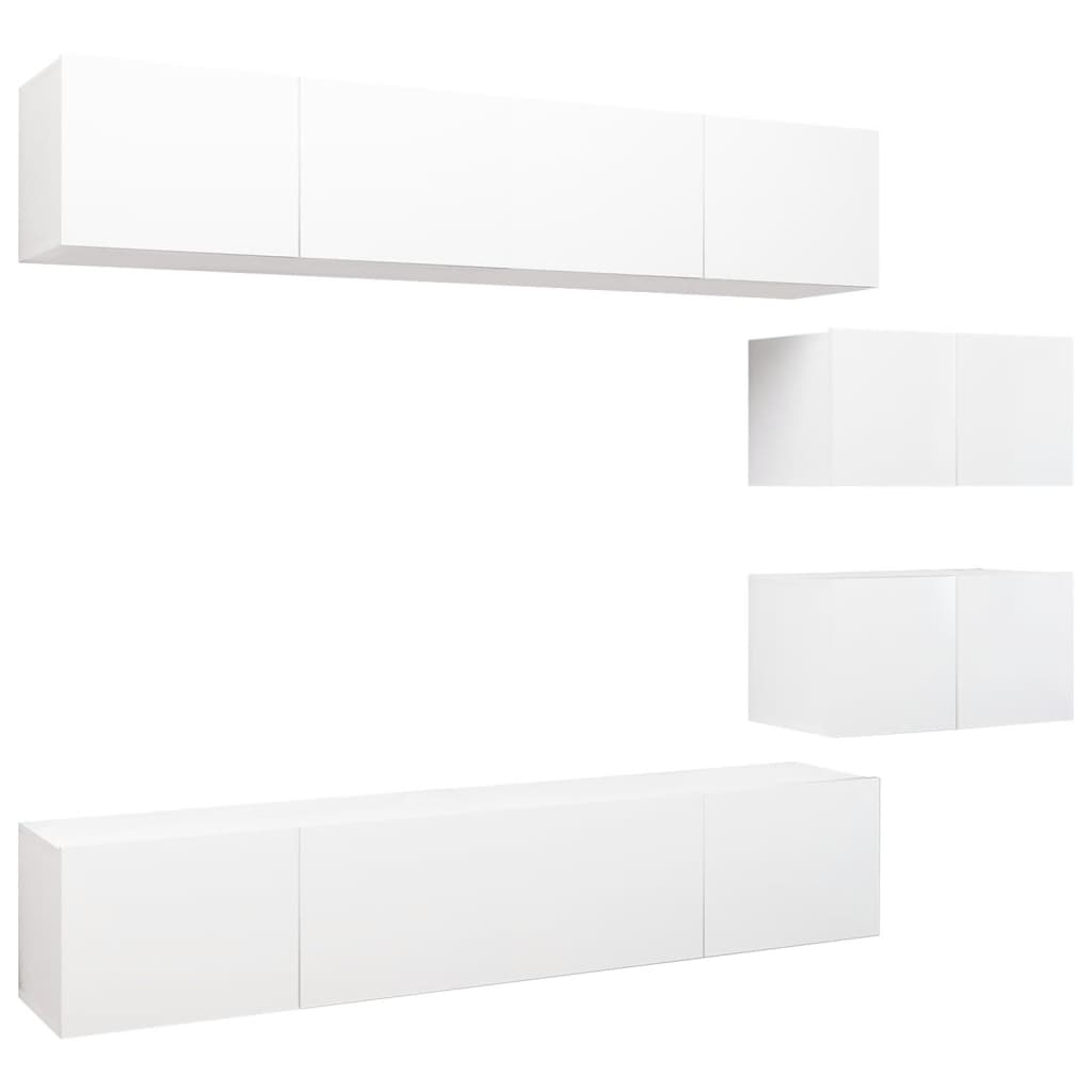 vidaXL Set dulapuri TV, 6 piese, alb, lemn prelucrat vidaXL Set dulapuri TV, 6 piese, alb, lemn prelucrat