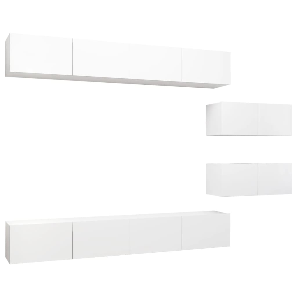 vidaXL Set dulapuri TV, 6 piese, alb, lemn prelucrat vidaXL Set dulapuri TV, 6 piese, alb, lemn prelucrat