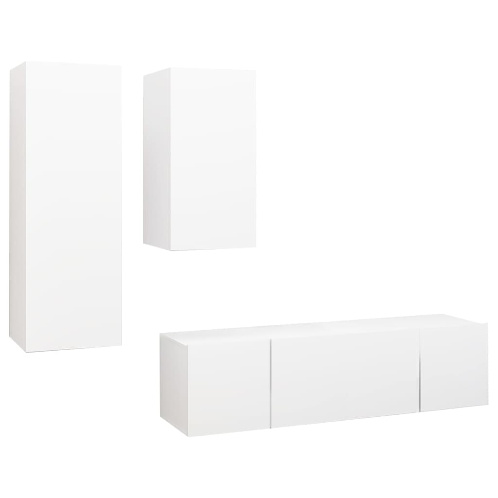 vidaXL Set dulapuri TV, 4 piese, alb, lemn prelucrat vidaXL Set dulapuri TV, 4 piese, alb, lemn prelucrat
