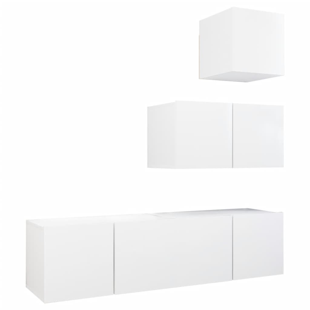vidaXL Set dulapuri TV, 4 piese, alb, lemn prelucrat vidaXL Set dulapuri TV, 4 piese, alb, lemn prelucrat