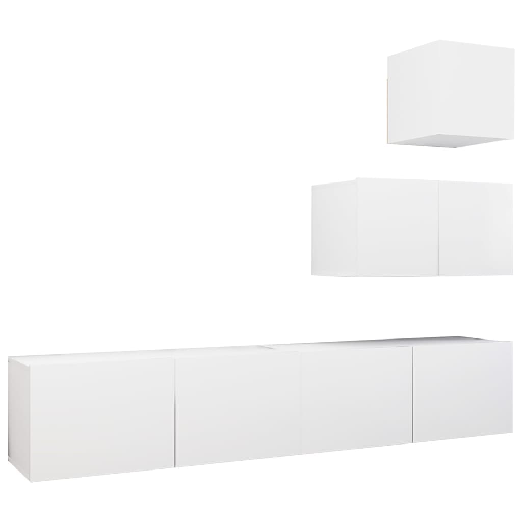 vidaXL Set dulapuri TV, 4 piese, alb, lemn prelucrat vidaXL Set dulapuri TV, 4 piese, alb, lemn prelucrat