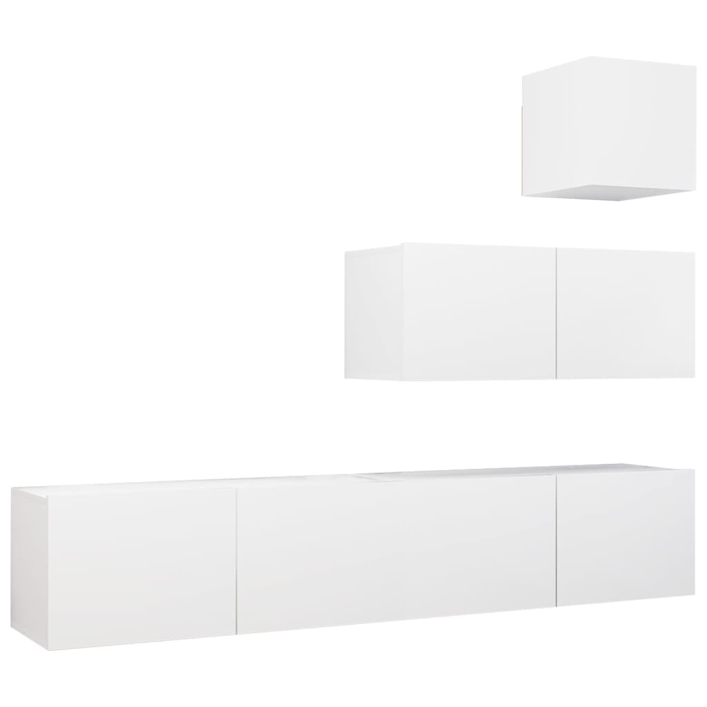 vidaXL Set dulapuri TV, 4 piese, alb, lemn prelucrat vidaXL Set dulapuri TV, 4 piese, alb, lemn prelucrat