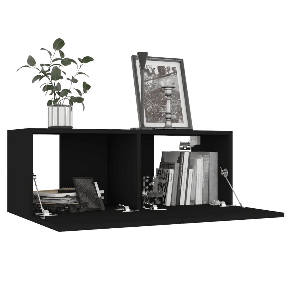 vidaXL Dulapuri TV, 4 buc., negru, 80x30x30 cm, lemn prelucrat