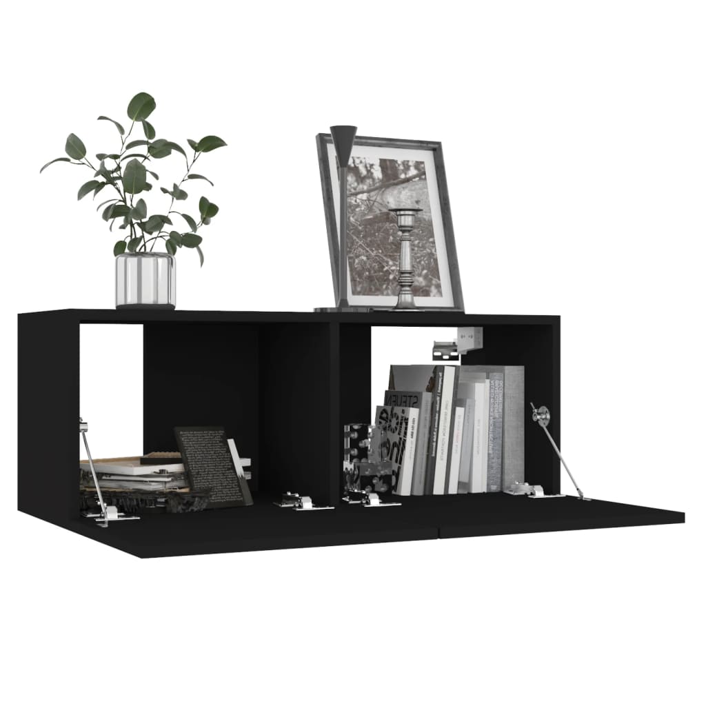 vidaXL Set dulapuri TV, 8 piese, negru, lemn prelucrat vidaXL Set dulapuri TV, 8 piese, negru, lemn prelucrat