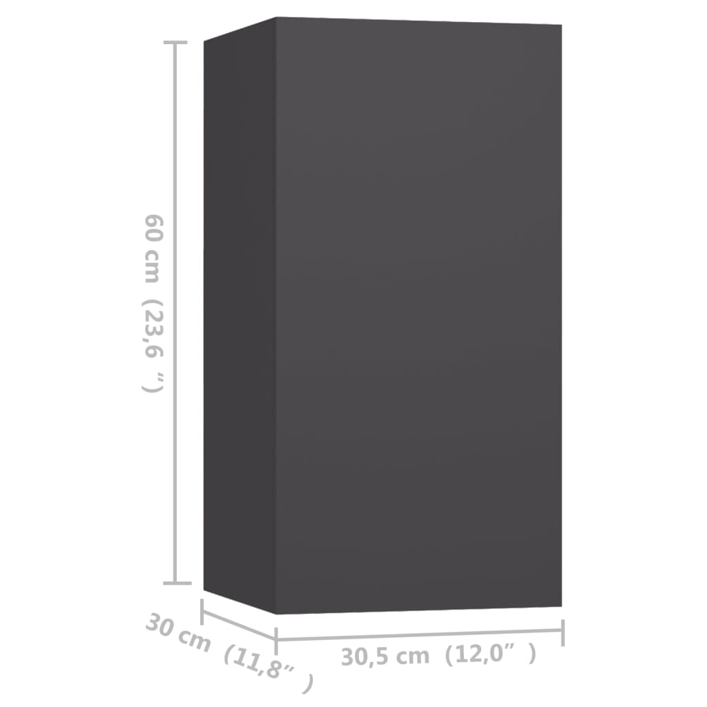 vidaXL Dulapuri TV, 4 buc., gri, 30,5x30x60 cm, lemn prelucrat