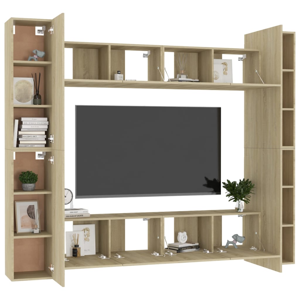 vidaXL Set de dulapuri TV, 8 piese, stejar sonoma, lemn prelucrat vidaXL Set de dulapuri TV, 8 piese, stejar sonoma, lemn prelucrat