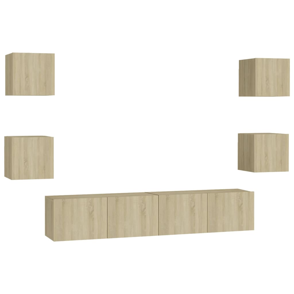 vidaXL Set de dulapuri TV, 6 piese, stejar sonoma, lemn prelucrat vidaXL Set de dulapuri TV, 6 piese, stejar sonoma, lemn prelucrat