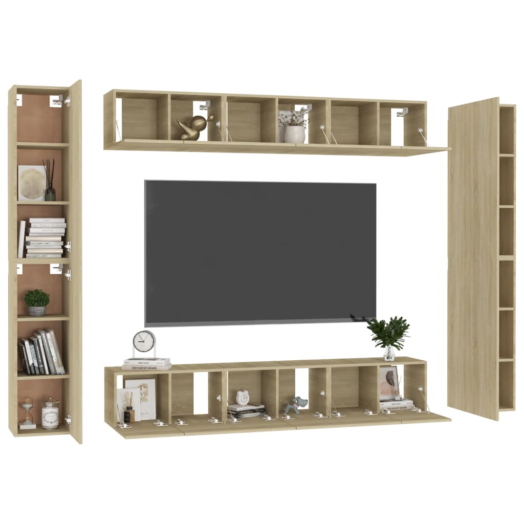 vidaXL Set de dulapuri TV, 10 piese, stejar sonoma, lemn prelucrat