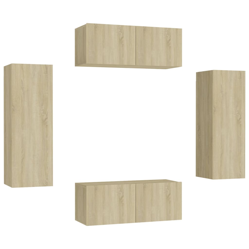 vidaXL Set de dulapuri TV, 4 piese, stejar sonoma, lemn prelucrat vidaXL Set de dulapuri TV, 4 piese, stejar sonoma, lemn prelucrat