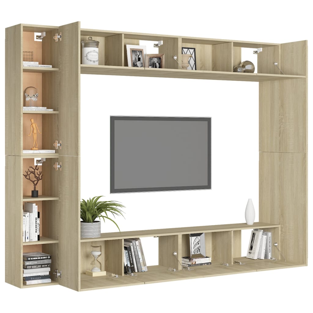 vidaXL Set de dulapuri TV, 8 piese, stejar sonoma, lemn prelucrat vidaXL Set de dulapuri TV, 8 piese, stejar sonoma, lemn prelucrat