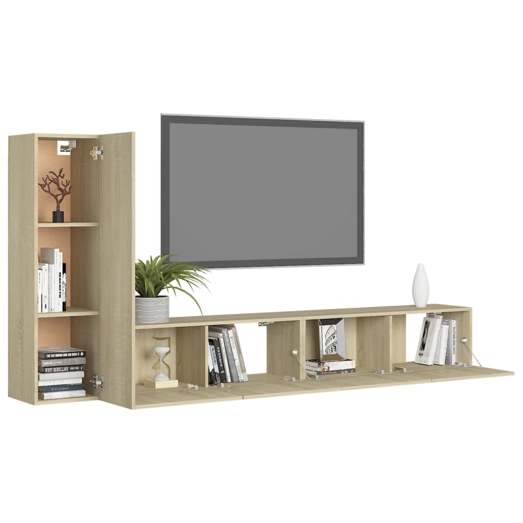vidaXL Set de dulapuri TV, 3 piese, stejar sonoma, lemn prelucrat vidaXL Set de dulapuri TV, 3 piese, stejar sonoma, lemn prelucrat