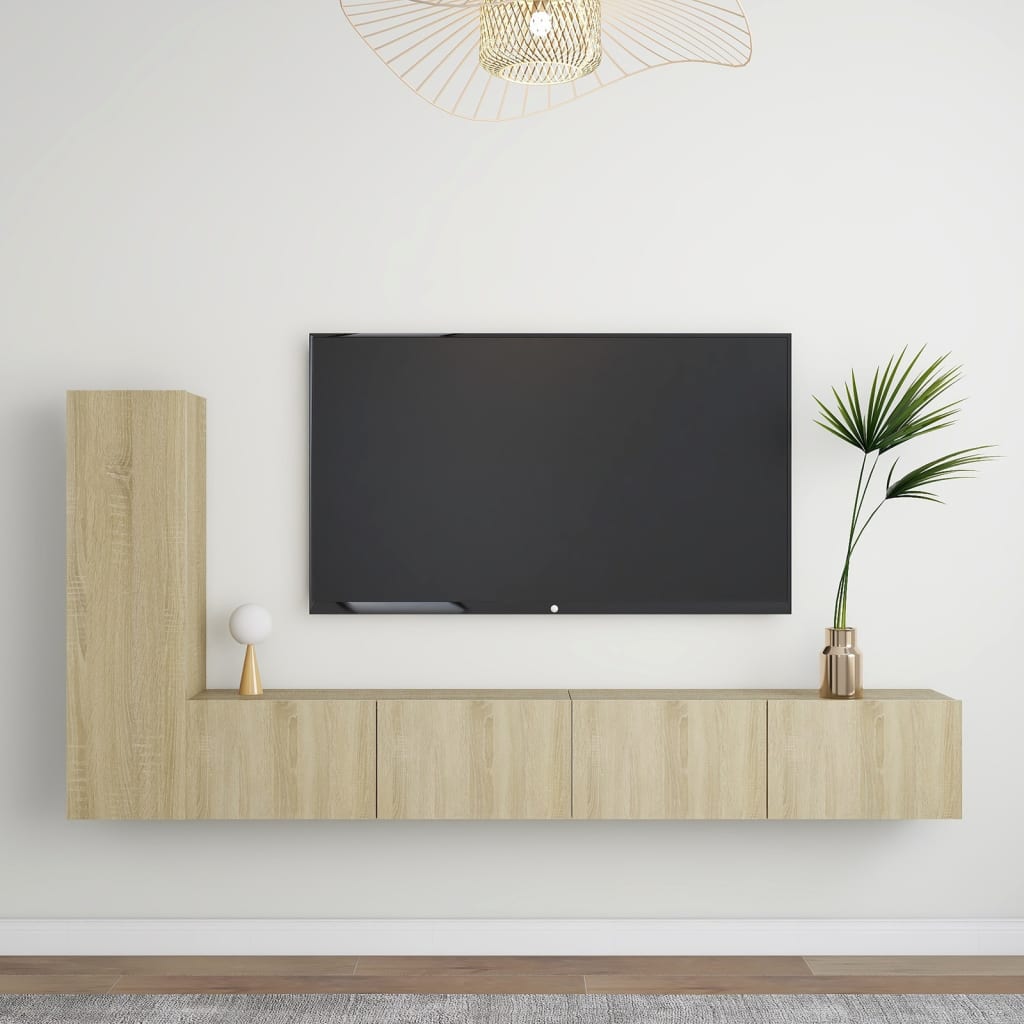 vidaXL Set de dulapuri TV, 3 piese, stejar sonoma, lemn prelucrat vidaXL Set de dulapuri TV, 3 piese, stejar sonoma, lemn prelucrat