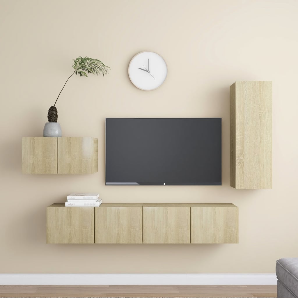 vidaXL Set de dulapuri TV, 4 piese, stejar sonoma, lemn prelucrat vidaXL Set de dulapuri TV, 4 piese, stejar sonoma, lemn prelucrat