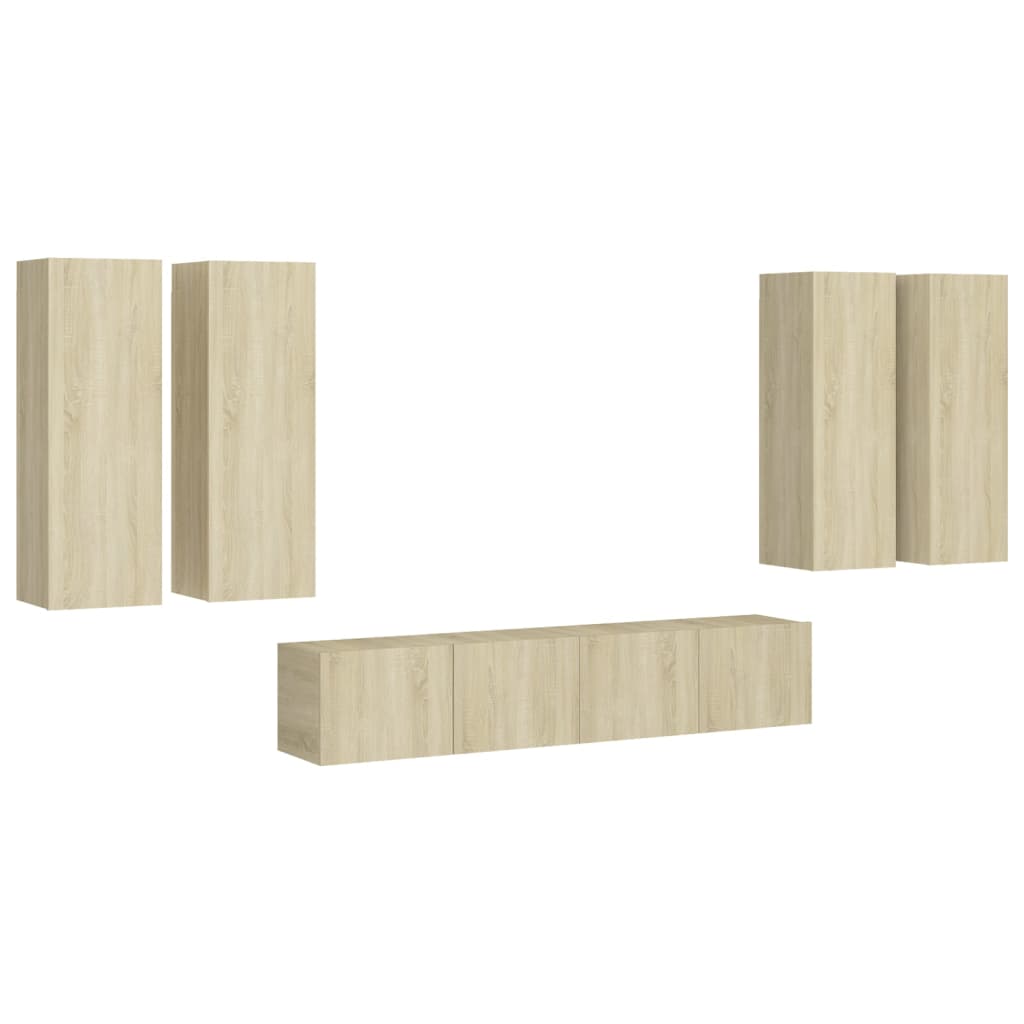 vidaXL Set de dulapuri TV, 6 piese, stejar sonoma, lemn prelucrat vidaXL Set de dulapuri TV, 6 piese, stejar sonoma, lemn prelucrat