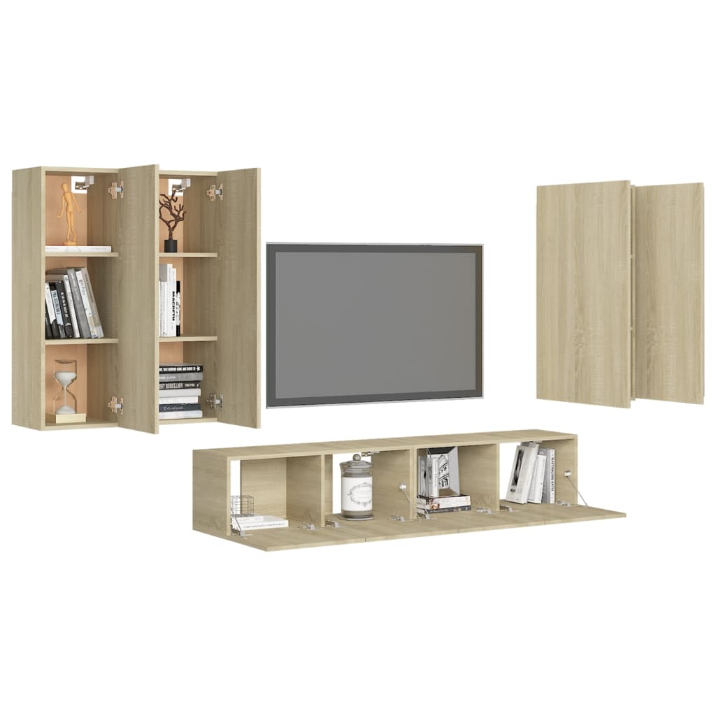 vidaXL Set de dulapuri TV, 6 piese, stejar sonoma, lemn prelucrat vidaXL Set de dulapuri TV, 6 piese, stejar sonoma, lemn prelucrat