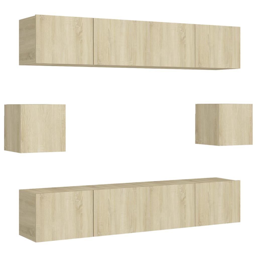 vidaXL Set de dulapuri TV, 8 piese, stejar sonoma, lemn prelucrat vidaXL Set de dulapuri TV, 8 piese, stejar sonoma, lemn prelucrat