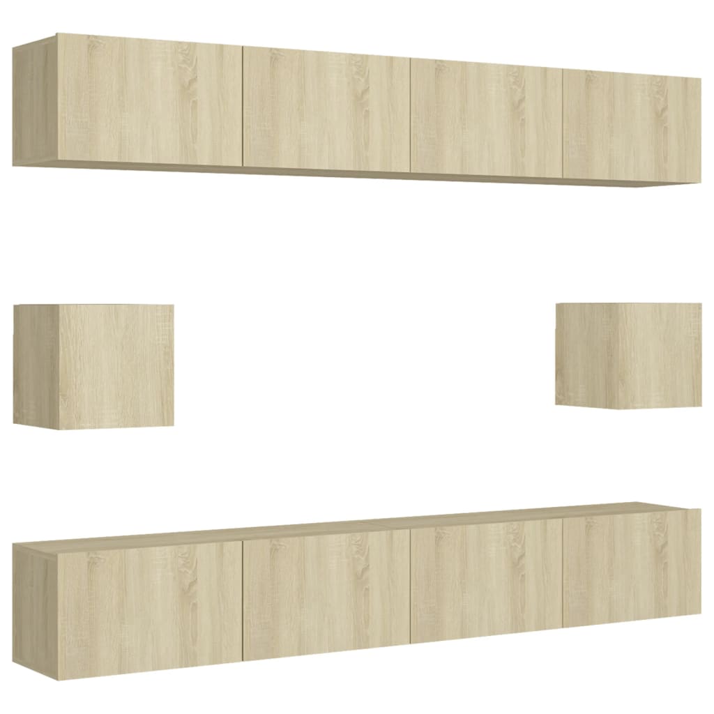 vidaXL Set de dulapuri TV, 6 piese, stejar sonoma, lemn prelucrat vidaXL Set de dulapuri TV, 6 piese, stejar sonoma, lemn prelucrat