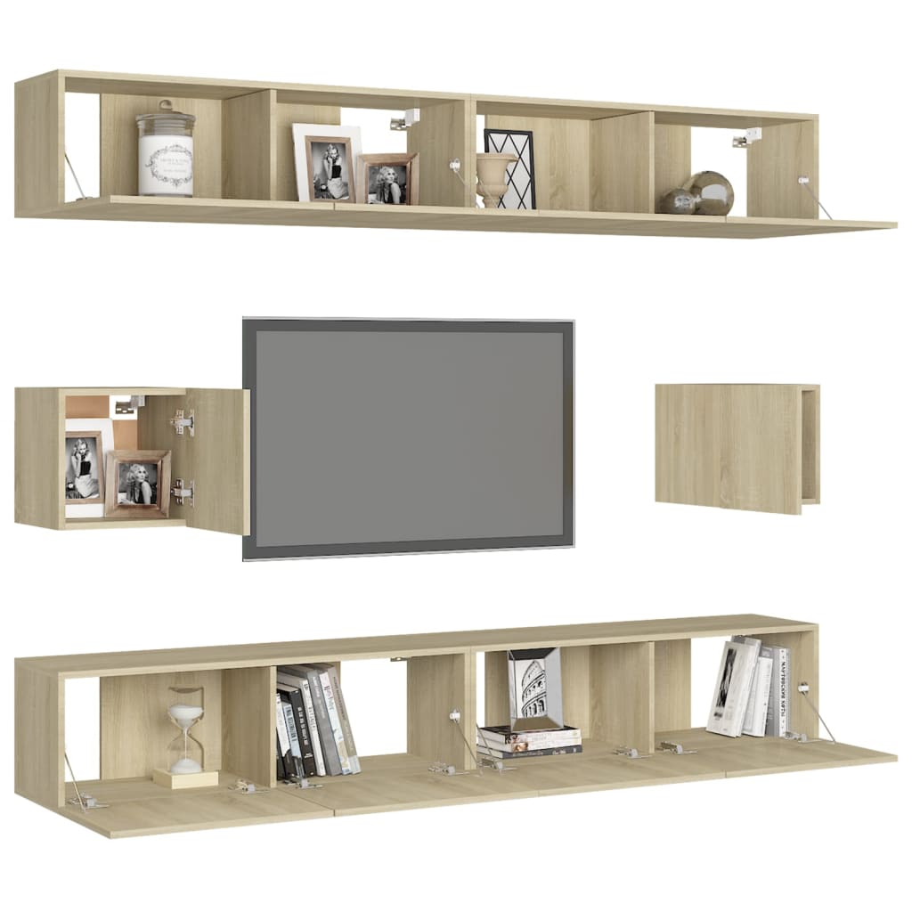 vidaXL Set de dulapuri TV, 6 piese, stejar sonoma, lemn prelucrat vidaXL Set de dulapuri TV, 6 piese, stejar sonoma, lemn prelucrat