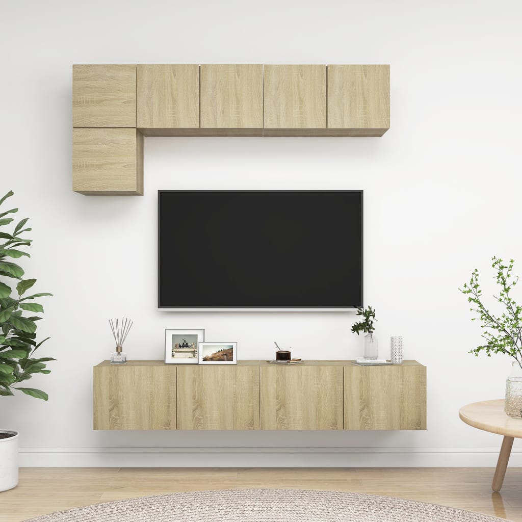 vidaXL Set de dulapuri TV, 5 piese, stejar sonoma, lemn prelucrat