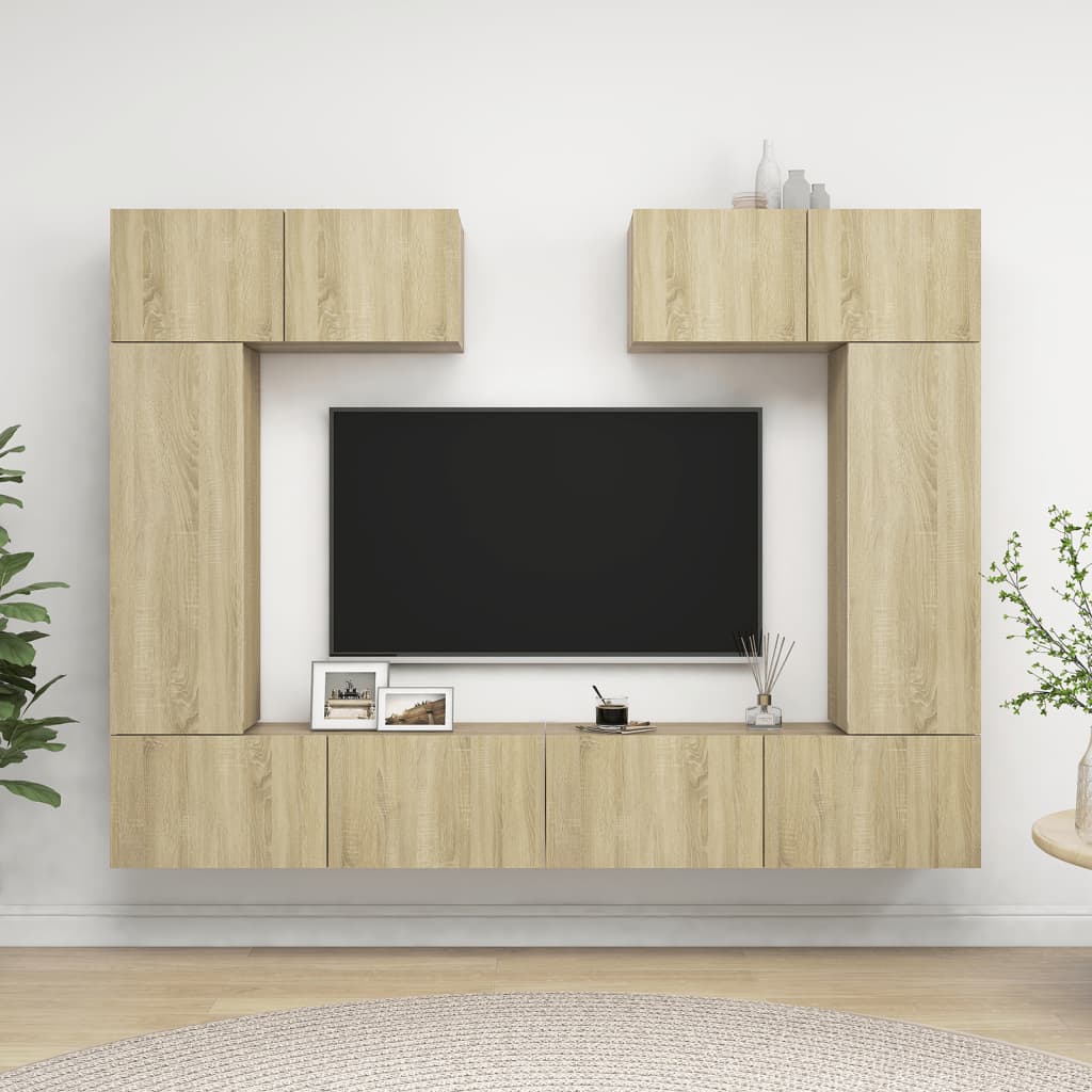 vidaXL Set de dulapuri TV, 6 piese, stejar sonoma, lemn prelucrat vidaXL Set de dulapuri TV, 6 piese, stejar sonoma, lemn prelucrat
