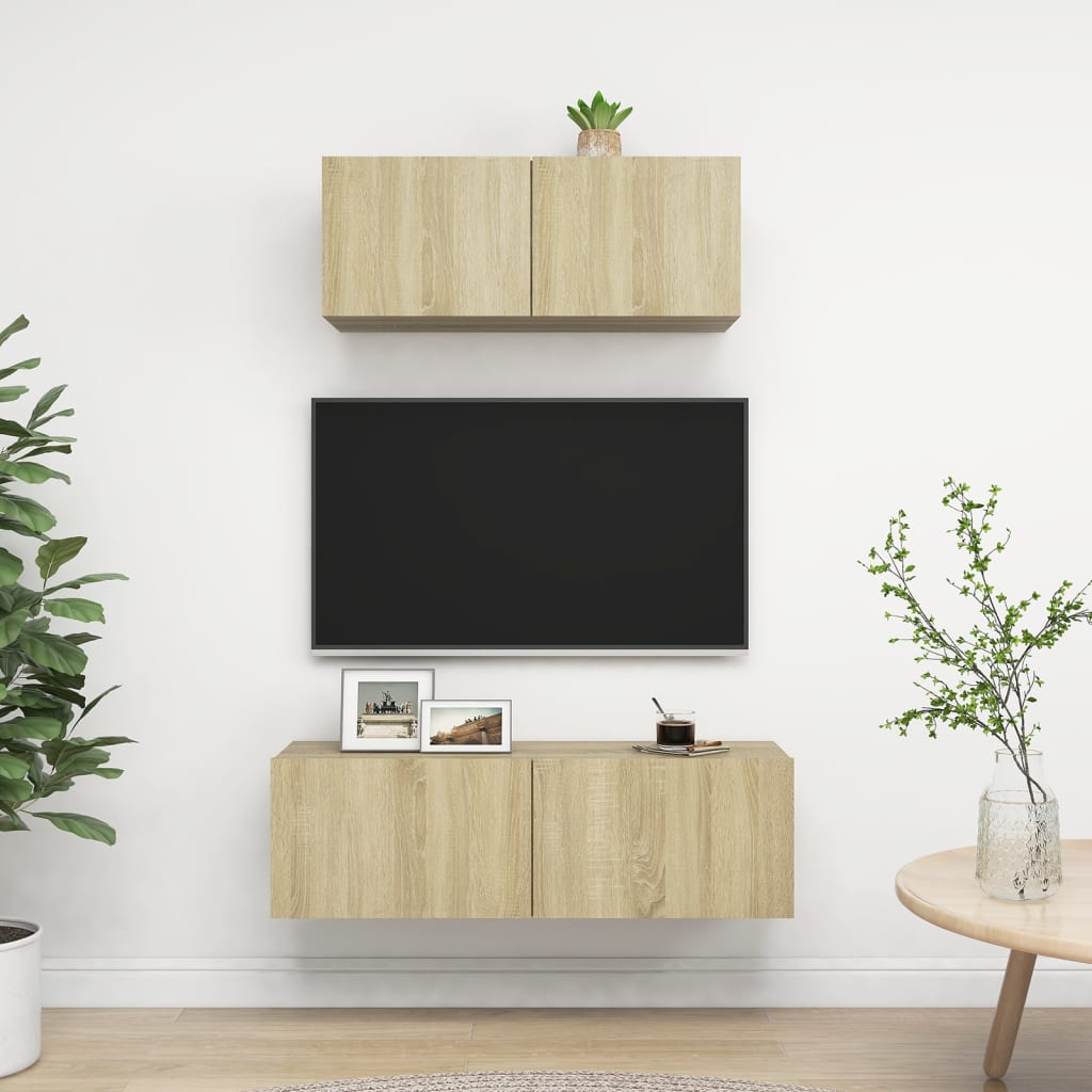vidaXL Set dulapuri TV, 2 piese, stejar sonoma, lemn prelucrat vidaXL Set dulapuri TV, 2 piese, stejar sonoma, lemn prelucrat