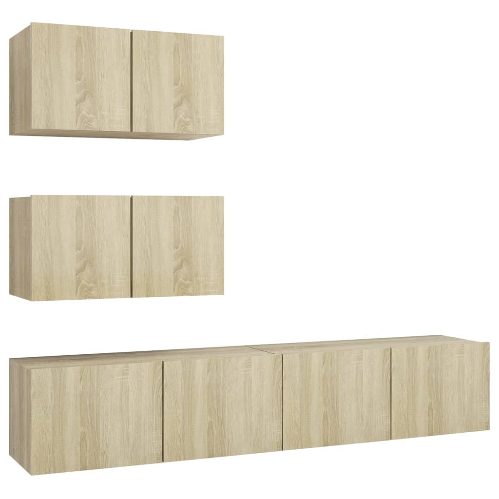 vidaXL Set dulapuri TV, 4 piese, stejar sonoma, lemn prelucrat