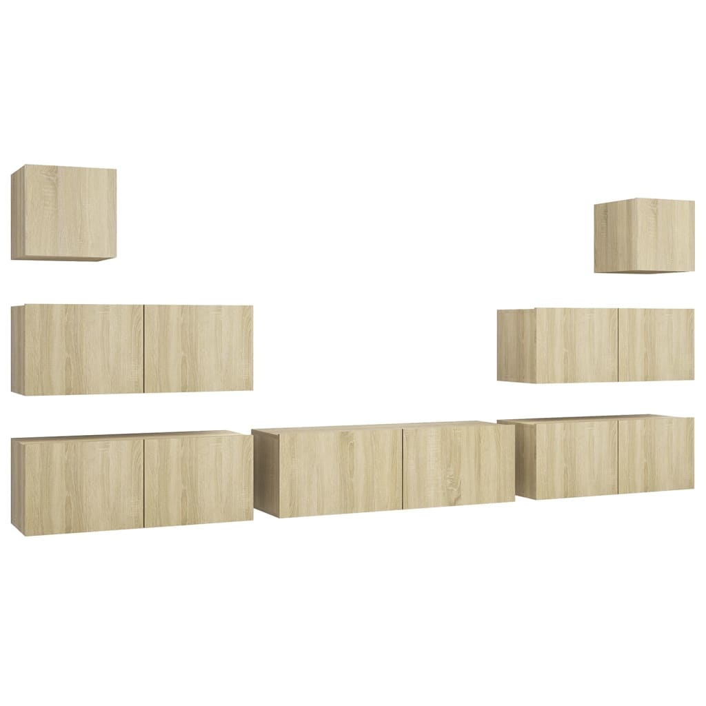 vidaXL Set dulapuri TV, 7 piese, stejar sonoma, lemn prelucrat