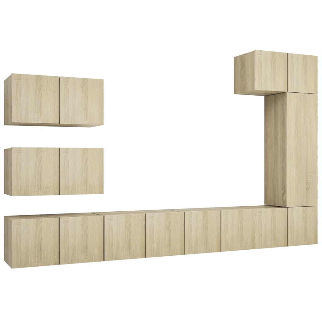 vidaXL Set dulapuri TV, 8 piese, stejar sonoma, lemn prelucrat vidaXL Set dulapuri TV, 8 piese, stejar sonoma, lemn prelucrat