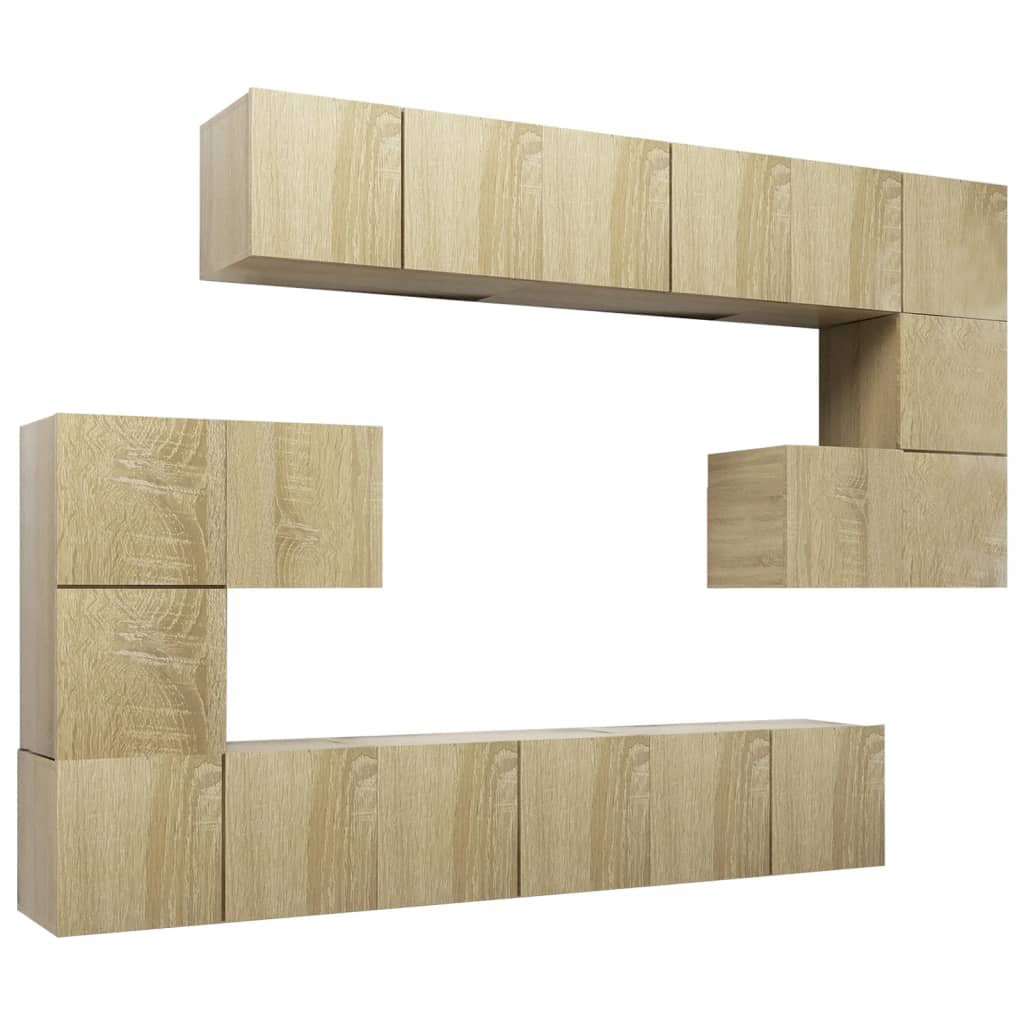 vidaXL Set dulapuri TV, 10 piese, stejar sonoma, lemn prelucrat vidaXL Set dulapuri TV, 10 piese, stejar sonoma, lemn prelucrat