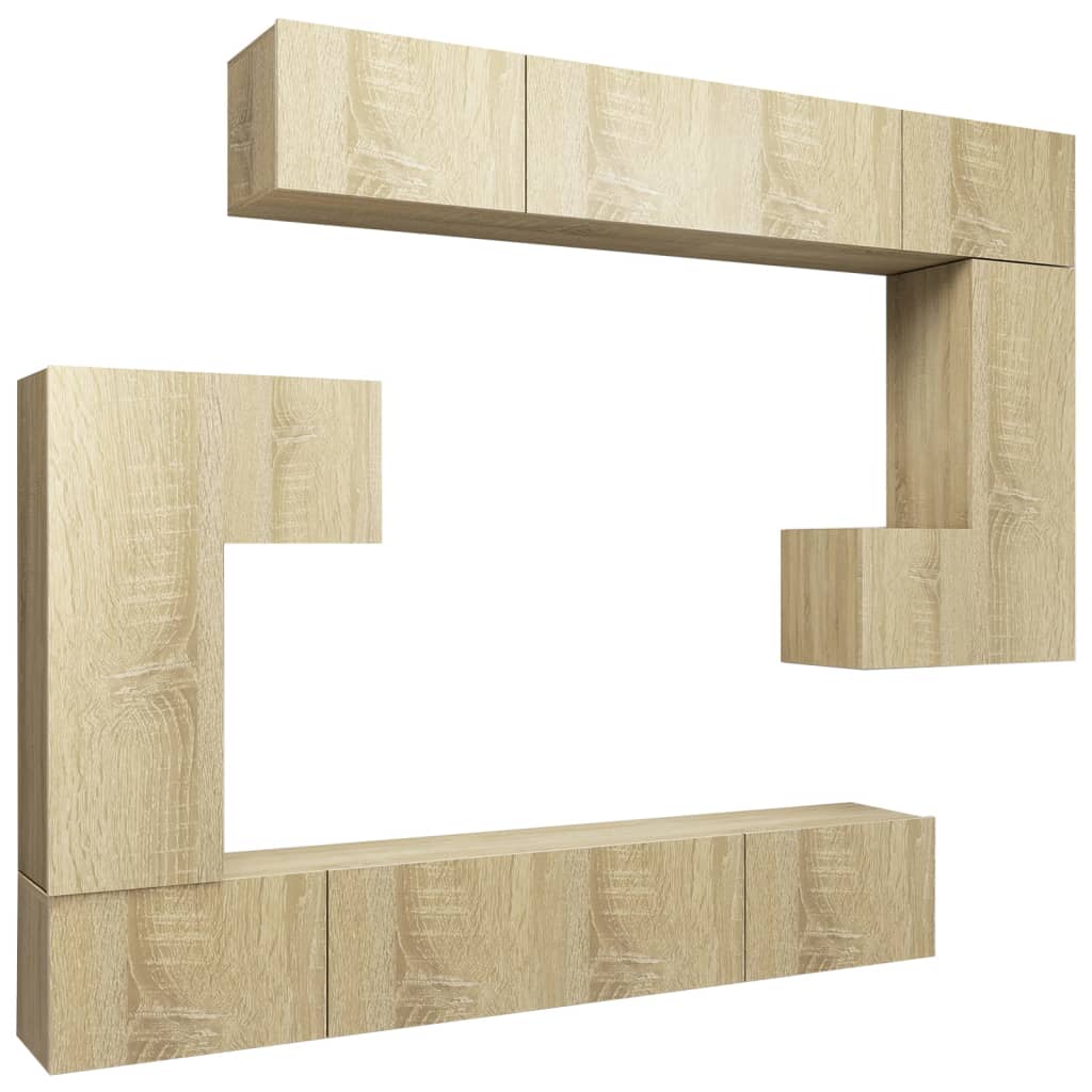 vidaXL Set dulap TV, 8 piese, stejar sonoma, lemn prelucrat vidaXL Set dulap TV, 8 piese, stejar sonoma, lemn prelucrat