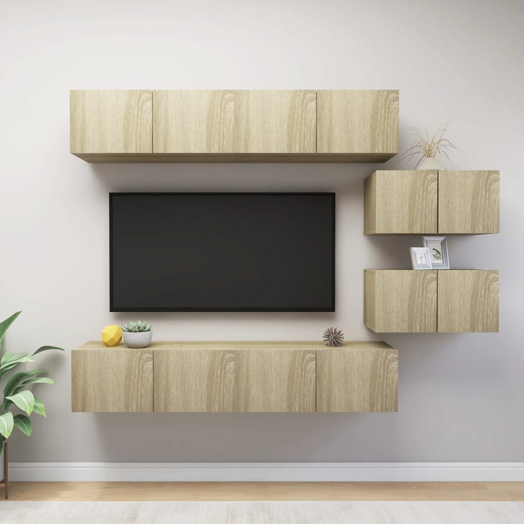 vidaXL Set de dulapuri TV, 6 piese, stejar sonoma, lemn prelucrat vidaXL Set de dulapuri TV, 6 piese, stejar sonoma, lemn prelucrat