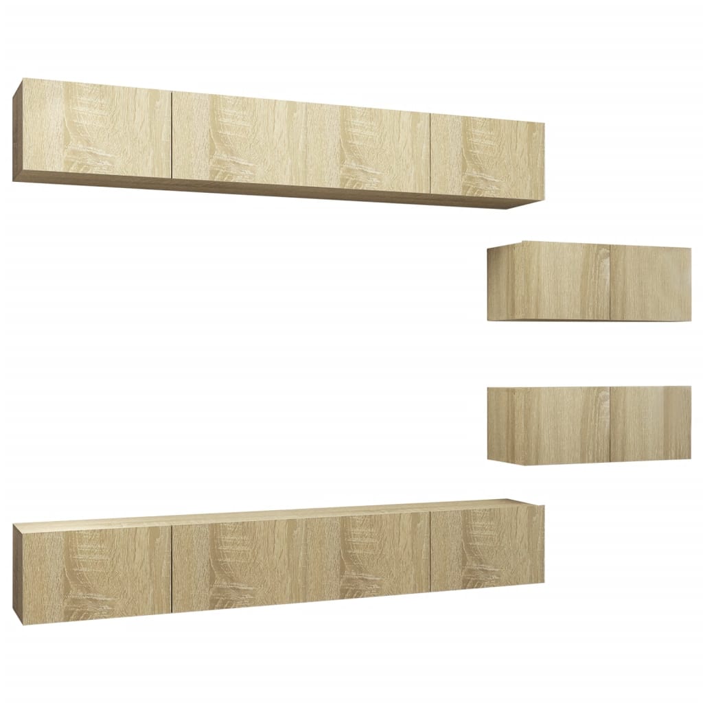 vidaXL Set de dulapuri TV, 6 piese, stejar sonoma, lemn prelucrat vidaXL Set de dulapuri TV, 6 piese, stejar sonoma, lemn prelucrat