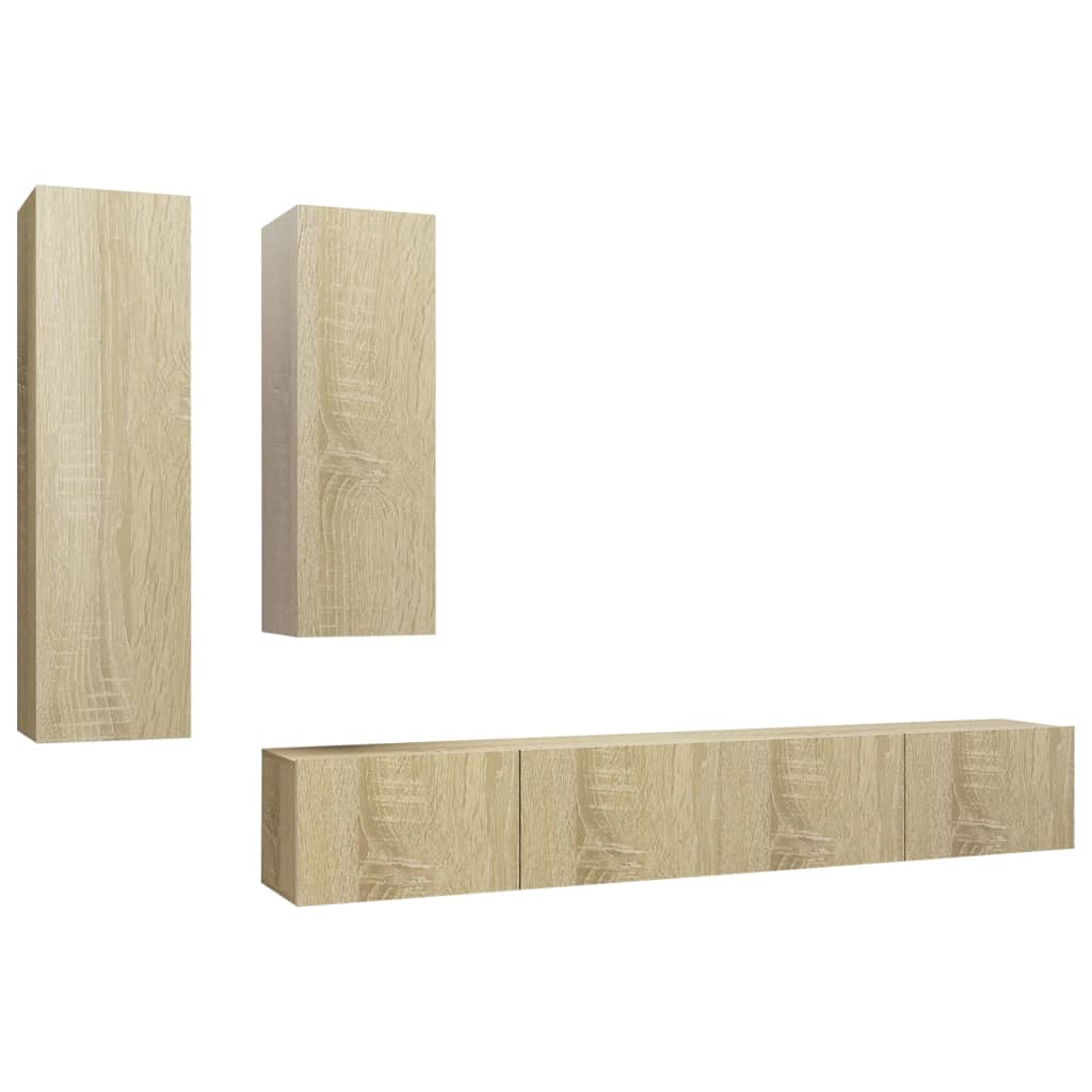 vidaXL Set de dulapuri TV, 4 piese, stejar sonoma, lemn prelucrat vidaXL Set de dulapuri TV, 4 piese, stejar sonoma, lemn prelucrat