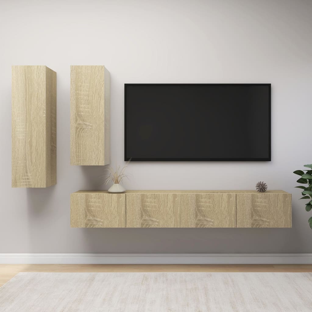 vidaXL Set de dulapuri TV, 4 piese, stejar sonoma, lemn prelucrat vidaXL Set de dulapuri TV, 4 piese, stejar sonoma, lemn prelucrat