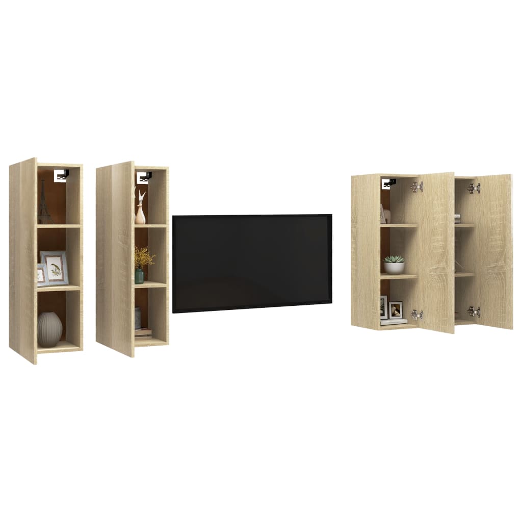 vidaXL Dulapuri TV 4 buc. stejar Sonoma 30,5x30x90 cm, lemn prelucrat