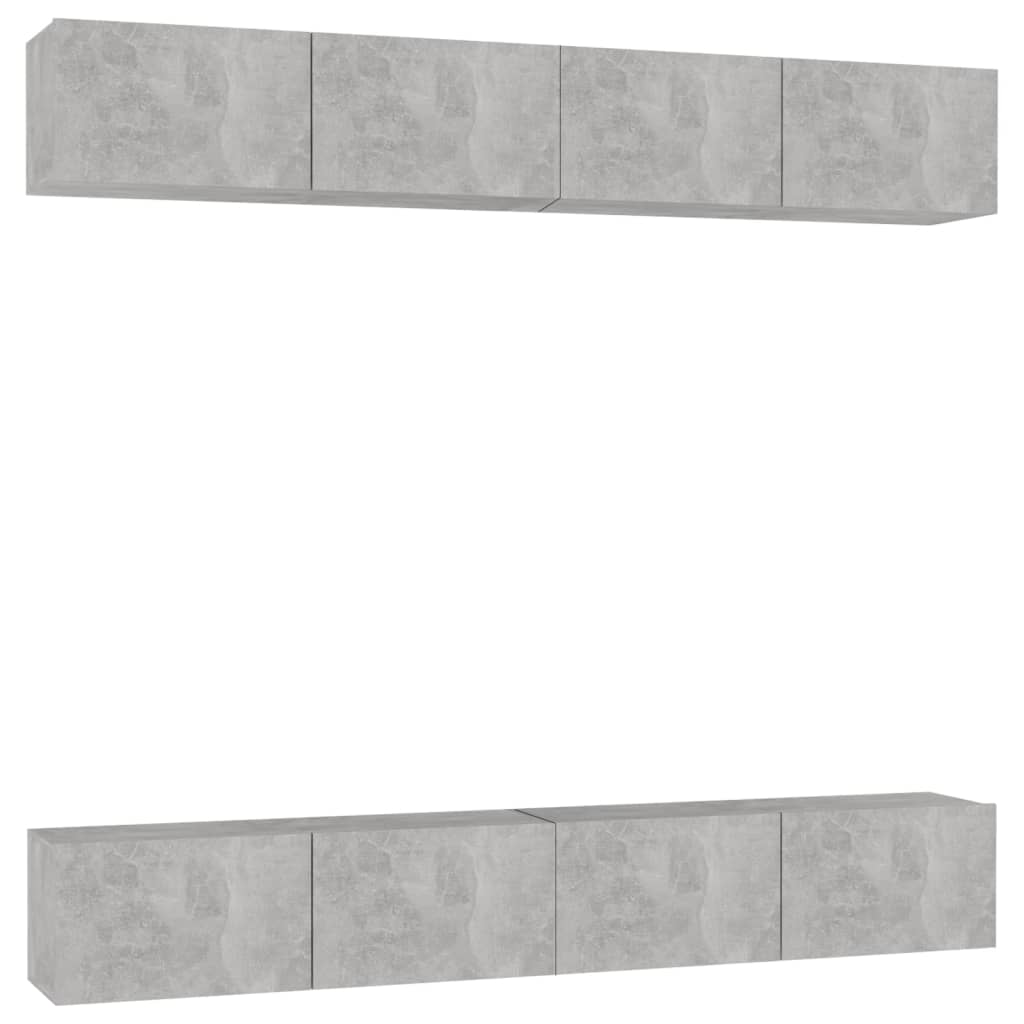 vidaXL Dulapuri TV, 4 buc, gri beton, 100x30x30 cm, lemn prelucrat