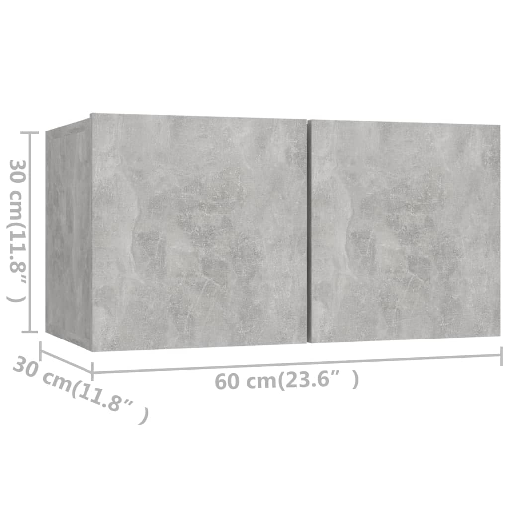 vidaXL Set de dulapuri TV, 4 piese, gri beton, lemn prelucrat vidaXL Set de dulapuri TV, 4 piese, gri beton, lemn prelucrat